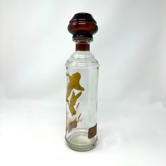 Vtg Cabin Still Bourbon Glass Decanter Sportsman Mallard Duck Amber Stopper - Picture 6 of 16